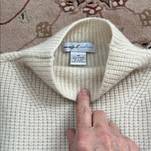 Wendy B cashmere Cream Waffle-Knit mock neck Sweater